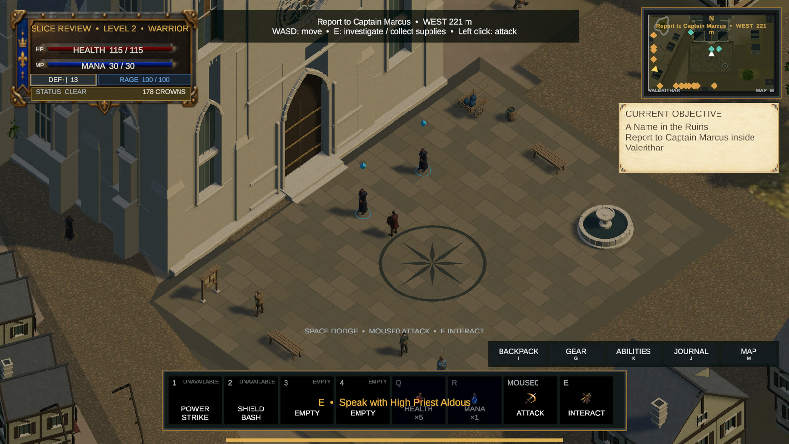 Cathedral square with a fountain, patterned paving and residents
